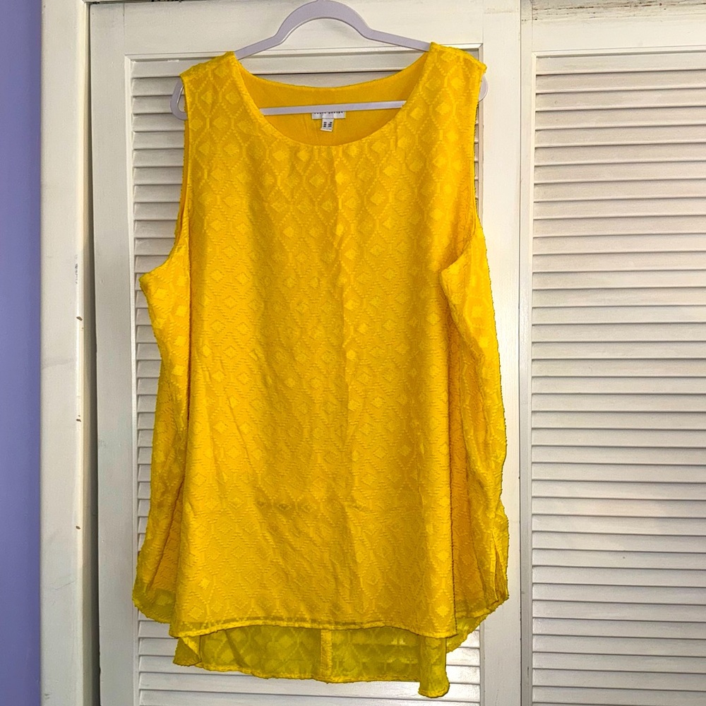 Susan Graver yellow tank/blouse 3X